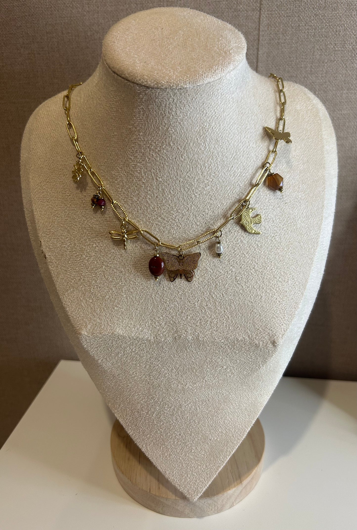 Collier Doriane Breloques doré en acier inoxydable