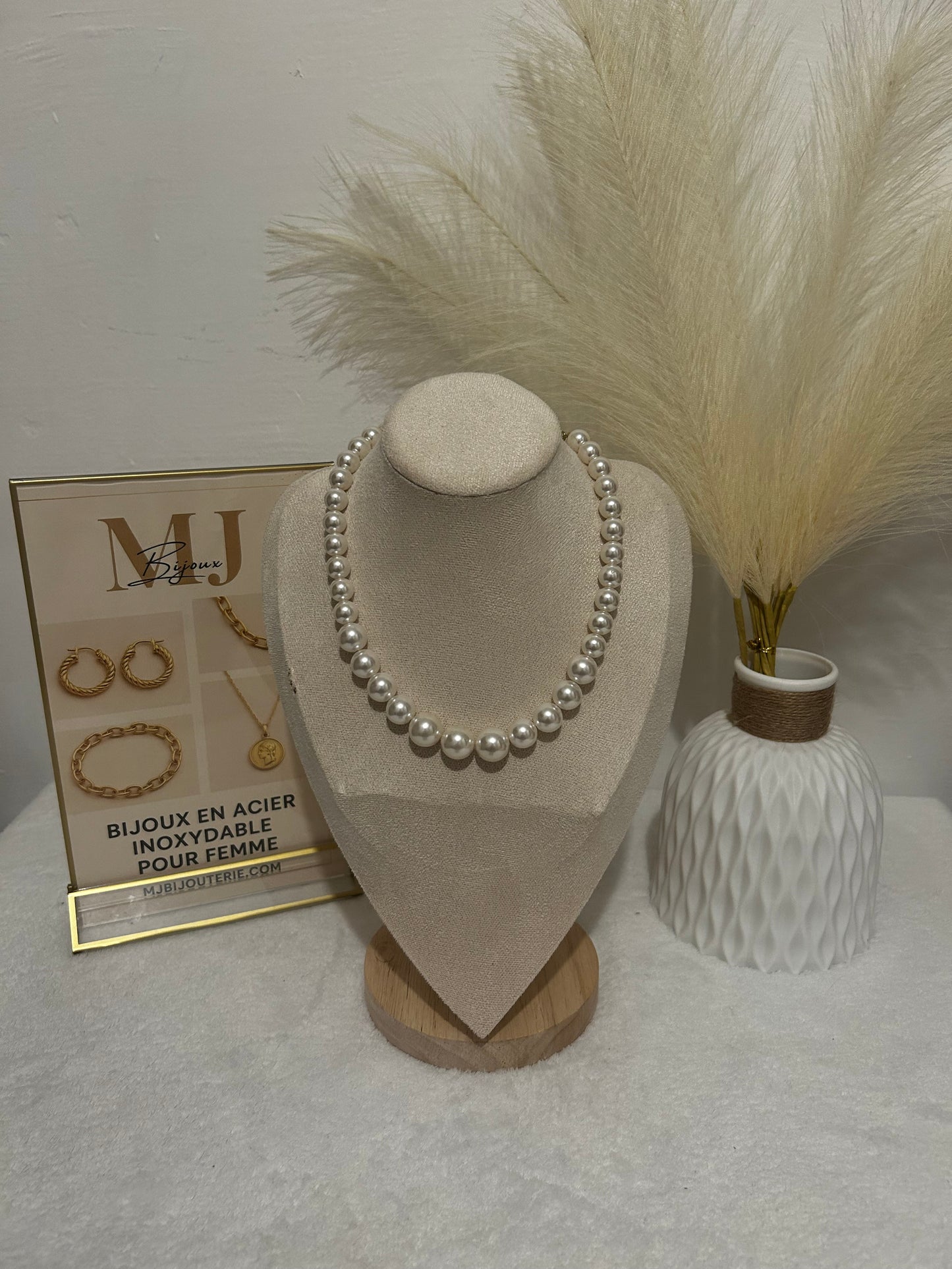 Collier grosse perle blanche