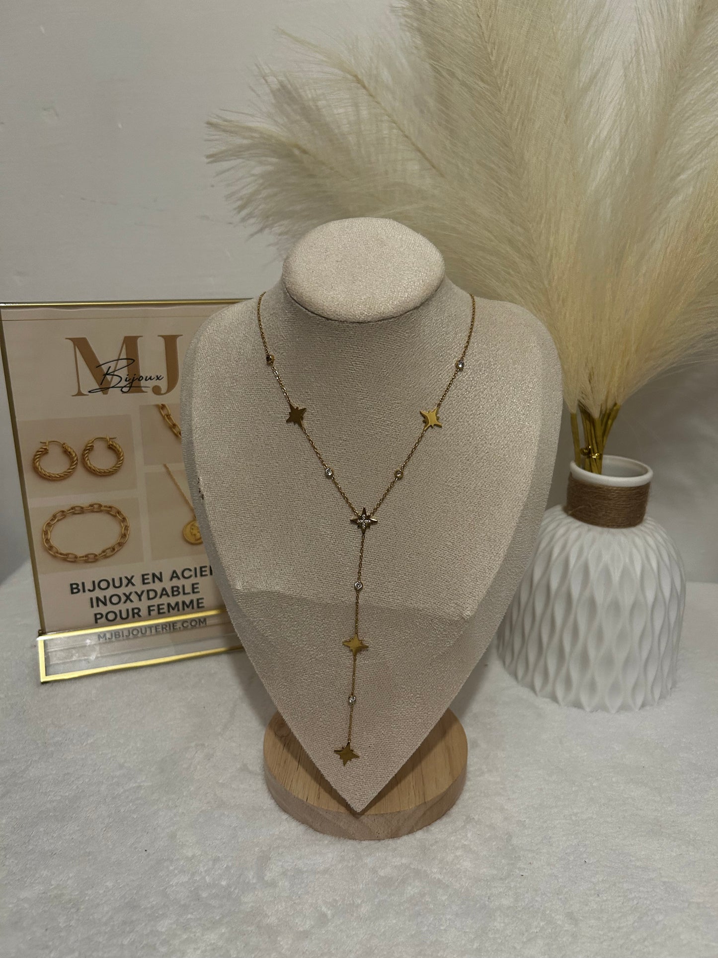 Collier doré en acier inoxidable "Coralie"