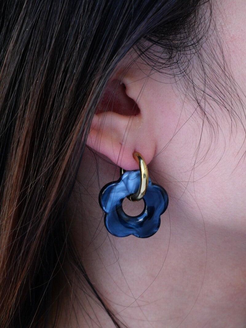Boucles d’oreilles Ninon bleu noir