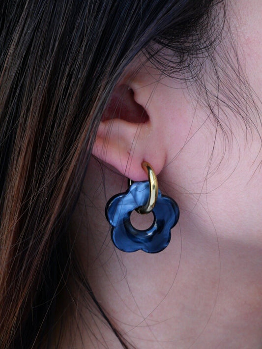 Boucles d’oreilles Ninon bleu noir