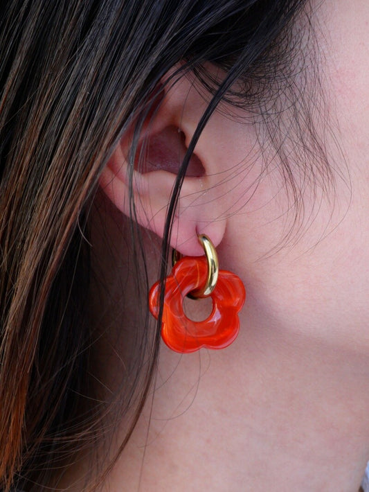 Boucles d’oreilles Ninon rouge orange