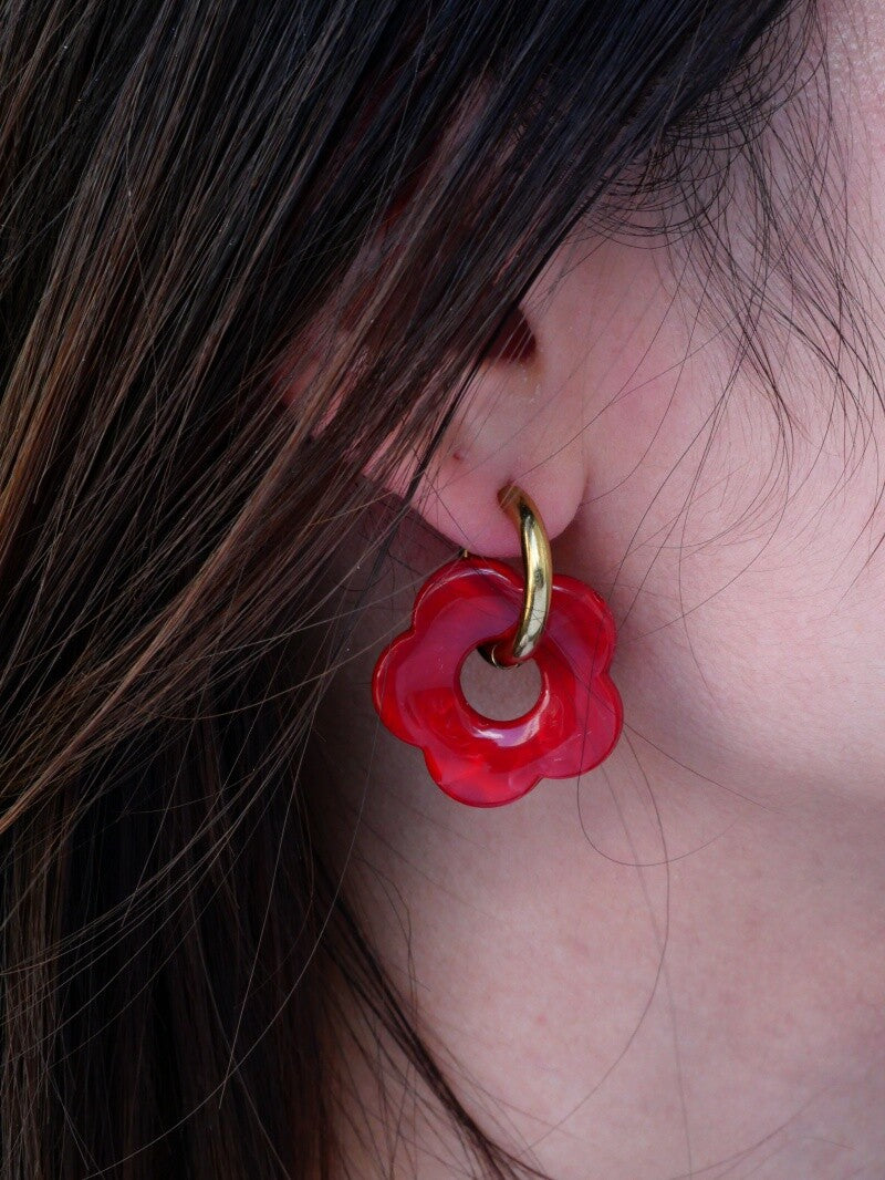 Boucles d’oreilles Ninon rouge